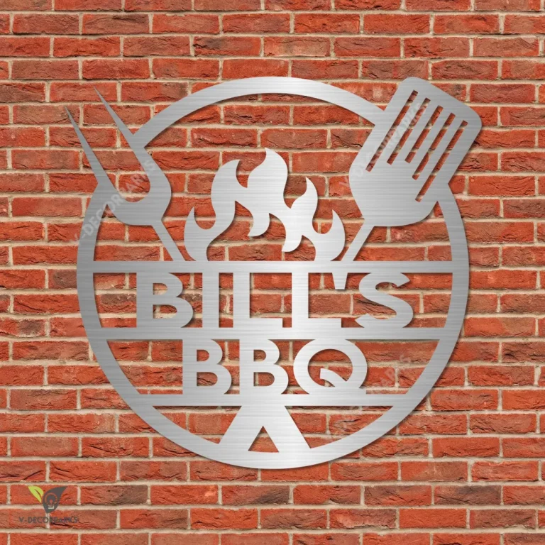 Customized Bbq Fire Black Metal Sign, Rust Resistant Grilling Plaque