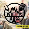 Customized Bbq Fire Black Metal Sign, Rust Resistant Grilling Plaque