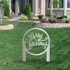 Merry Christmas Round Metal Garden Sign, Merry Christmas Laser Cut Accent