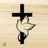 Cross And Dove Bird Jesus Metal Art, Religious Living Room Accent