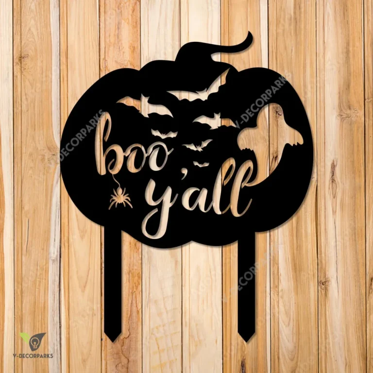 Boo Y'all Pumpkin Metal Garden Decor, Boo Y'all Halloween Silhouette Stake