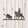 Cowboy And Bull Print Metal Wall Decor, Bull Outer Decoration