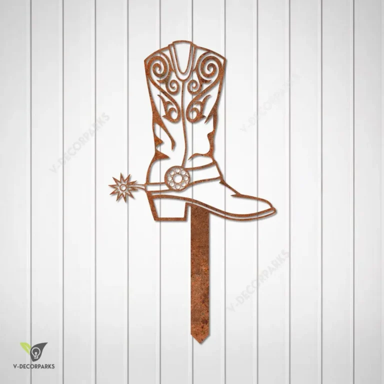 Rustic Cowboy Boots Metal Garden Art, Cowboy Boots Laser Cut Yard Stake