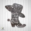 Blame It All On My Roots Cowboys Metal Art, Cowboy Boots And Hat Man Cave Decor
