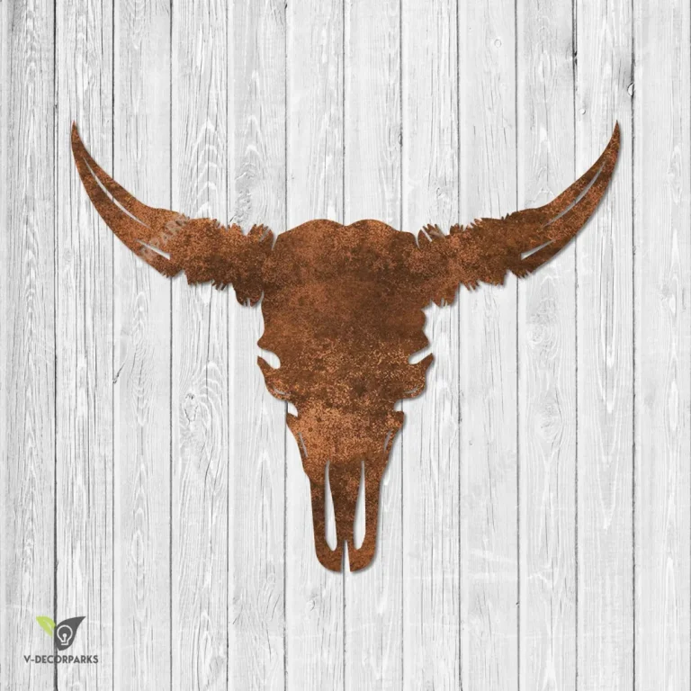 Rusty Bull Skull Texas Metal Wall Art, Bull Skull Gift For Him