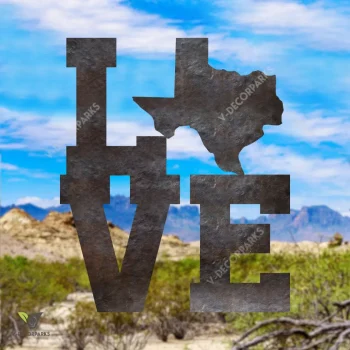 Love Texas Map Metal Sign, Love Texas Gift For Dad
