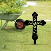 Cross And Butterflies Jesus Metal Garden Decoration, Christian Evergreen Stake Metal Sign