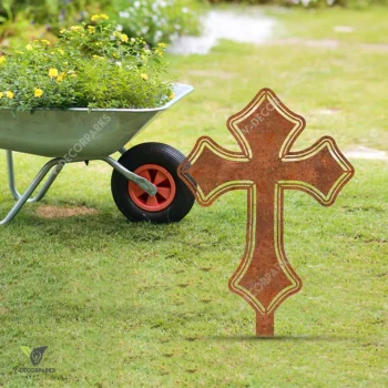 Layered Rustic Cross Jesus Metal Garden Sign, Bible Stainless Artwork