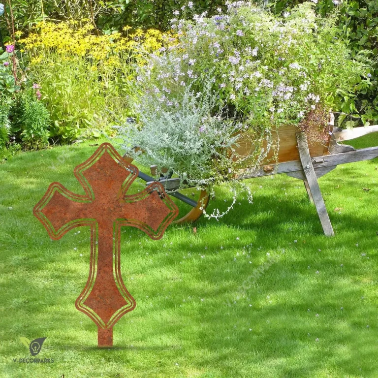 Layered Rustic Cross Jesus Metal Garden Sign, Bible Stainless Artwork