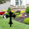 Layered Cross Jesus Metal Garden Art, Christianity Weatherproof Stake Metal Sign