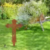 Faith Rustic Cross Jesus Metal Garden Decor, Christian Yard Sign