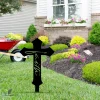 Faith Cross Jesus Christ Metal Garden Decoration, Faith Steel Stake For Christmas Metal Sign