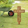 He Is Not Here For He Is Risen Rusted Cross Metal Garden Decoration, Jesus Religious Steel Stake