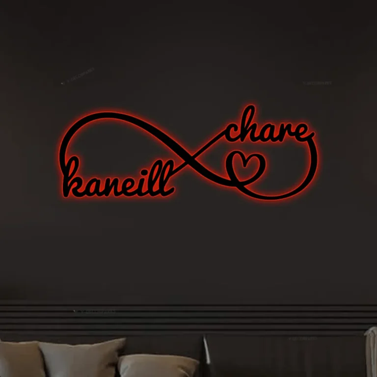 Personalized Infinity Symbol Metal Sign With Led Lights, Infinity Sign Name, Infinity Metal Art, Infinity Sign Containing Names, Valentine Gift