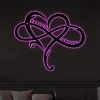 Personalized Heart Infinity Metal Sign With Led Lights, Love Infinity Sign, Heart Infinity Symbol, Wedding Gift, Anniversary Gift, Valentine Gift