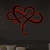 Personalized Heart Infinity Metal Sign With Led Lights, Love Infinity Sign, Heart Infinity Symbol, Wedding Gift, Anniversary Gift, Valentine Gift