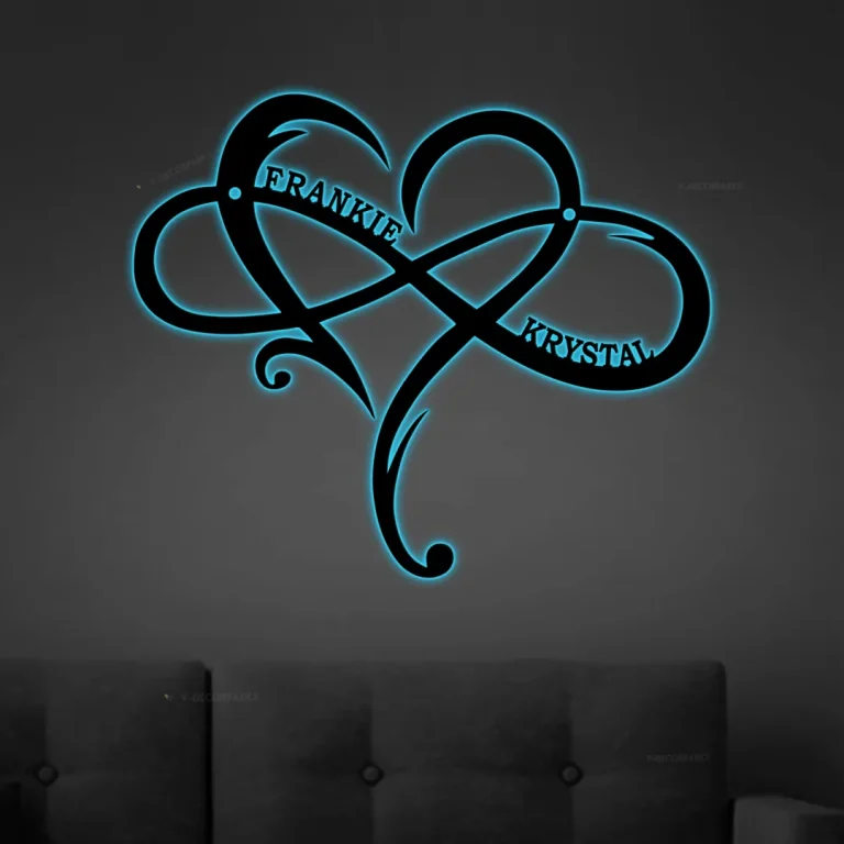 Personalized Heart Infinity Metal Sign With Led Lights, Love Infinity Sign, Heart Infinity Symbol, Wedding Gift, Anniversary Gift, Valentine Gift