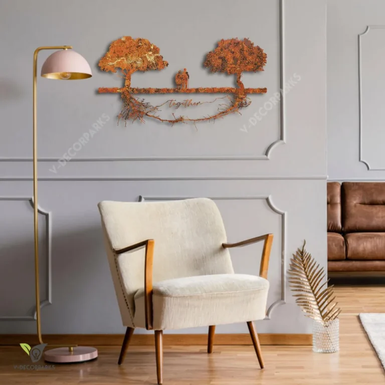 Old Husband And Wife Together Tree Rusty Metal Wall Art, Valentine's Day, Anniversary Gift