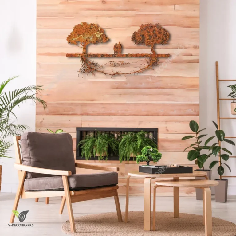 Old Husband And Wife Together Tree Rusty Metal Wall Art, Valentine's Day, Anniversary Gift