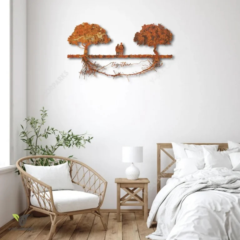 Old Husband And Wife Together Tree Rusty Metal Wall Art, Valentine's Day, Anniversary Gift