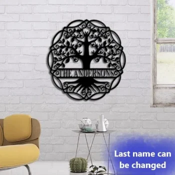 Family Tree Of Life Customized Family Last Name Metal Wall Art Cut Metal Sign