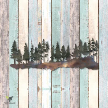 Pine Forest Heat Induced Color Metal Sign, Pine Forest Vintage Artwork For Him