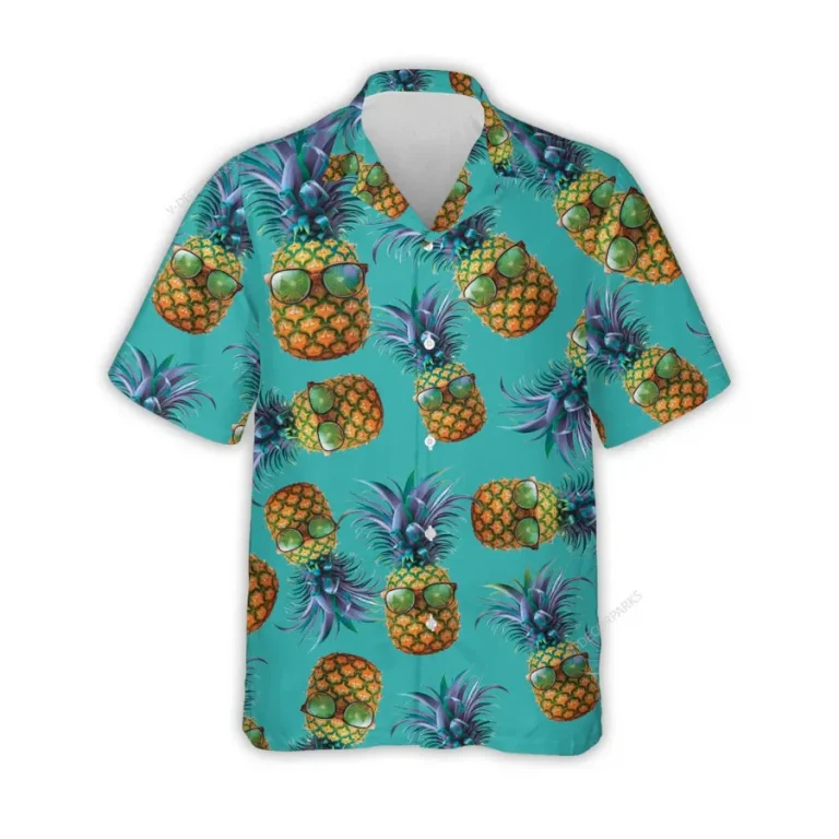 Funny Pineapple Hawaiian Shirts For Men Women, Pineapple Summer Beach Shirts, Tropical Fruits Button Down Short Sleeve Shirts, Casual Aloha Shirts