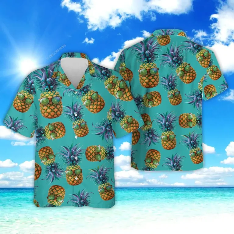 Funny Pineapple Hawaiian Shirts For Men Women, Pineapple Summer Beach Shirts, Tropical Fruits Button Down Short Sleeve Shirts, Casual Aloha Shirts