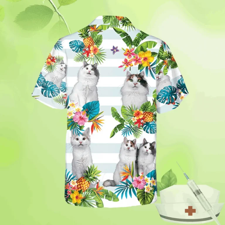 Tropical Plants Turkish Van Cat Hawaii Shirt, Father's Day Shirt, Aloha Shirt For Mens, Womens