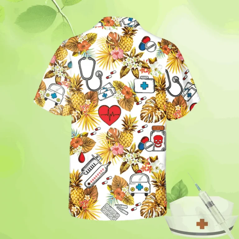 Pineapple Nurse Hawaiian Shirt, Doctor Stethoscope, Pulse Male Clothing, Aloha Shirt For Mens, Womens