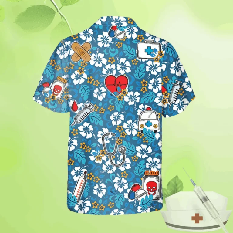 Floral Nurses Vectors Hawaiian T-shirt, Tropical Doctor Clothing, Aloha Shirt For Mens, Womens