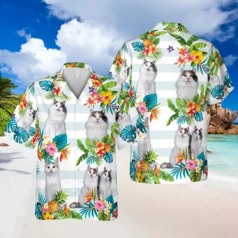 Tropical Plants Turkish Van Cat Hawaii Shirt, Father's Day Shirt, Aloha Shirt For Mens, Womens