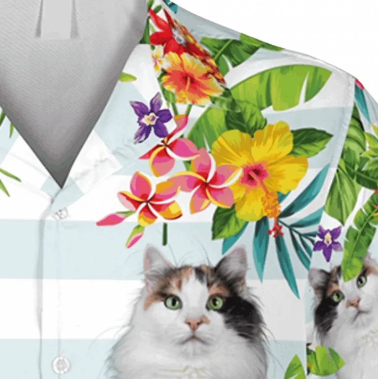Tropical Plants Turkish Van Cat Hawaii Shirt, Father's Day Shirt, Aloha Shirt For Mens, Womens