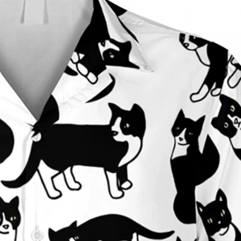 Cartoon Tuxedo Cats White Hawaii Shirt, Hawaiian Outfit For Men, Aloha Shirt For Mens, Womens