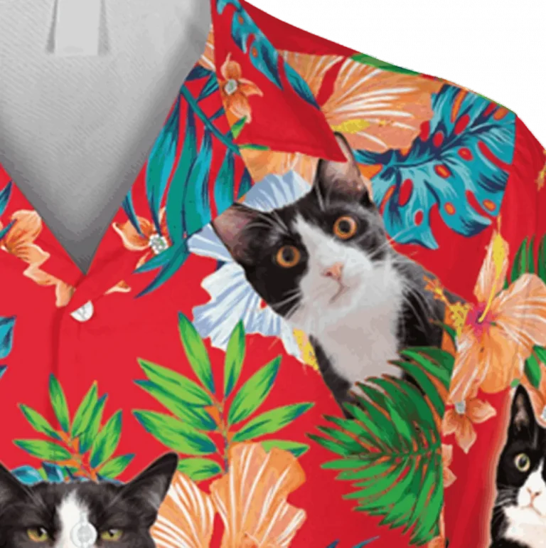 Tuxedo Kittens Red Hawaii Shirt, Kahala T-shirts, Aloha Shirt For Mens, Womens