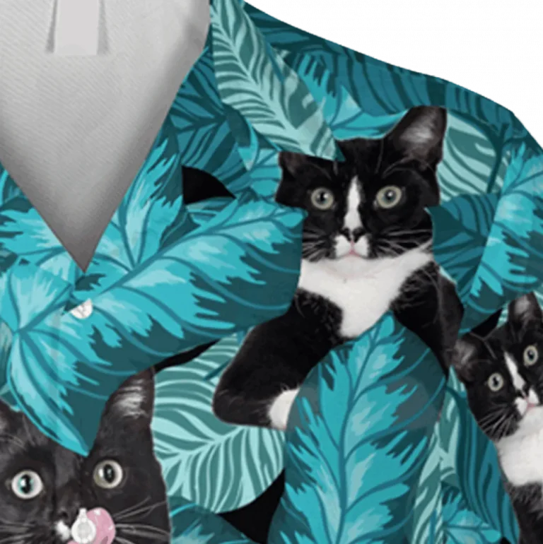 Tuxedo Cats Tropical Hawaii T-shirt, Gift For Cat Lovers, Aloha Shirt For Mens, Womens