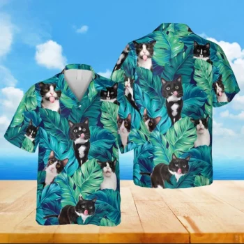 Tuxedo Cat Sticking Tongue Out Hawaiian Shirt, Summer Clothing, Aloha Shirt For Mens, Womens