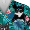 Floral Tuxedo Kitten Hawaiian Shirt, Beach T-shirt, Aloha Shirt For Mens, Womens