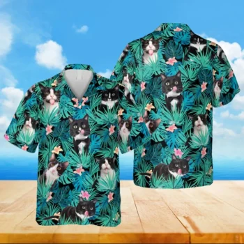 Funny Tuxedo Kitty Hawaiian T-shirt, 3d Shirt For Women, Aloha Shirt For Mens, Womens