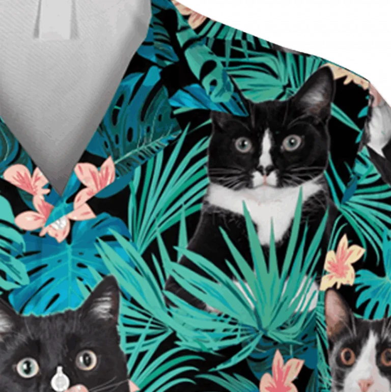 Funny Tuxedo Kitty Hawaiian T-shirt, 3d Shirt For Women, Aloha Shirt For Mens, Womens