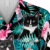 Floral Black And White Tuxedo Cats Hawaiian T-shirt, Cat Lovers Shirt, Aloha Shirt For Mens, Womens