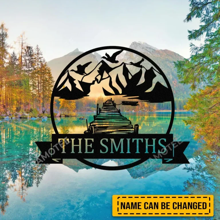 Custom Lake Scene, Mallard Duck Metal Sign, Gift For Fishers