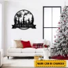 Personalized Sleigh In Snow Metal Art, Christmas Decorative Wall Art