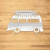 Coastal Bus Beach Metal Sign Silhouette, Coastal Bus And Surfing Board Outdoor Art