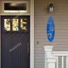 Surfing Board And Hibicus Flowers Metal Sign For Beach House