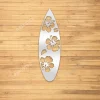 Surfing Board And Hibicus Flowers Metal Sign For Beach House