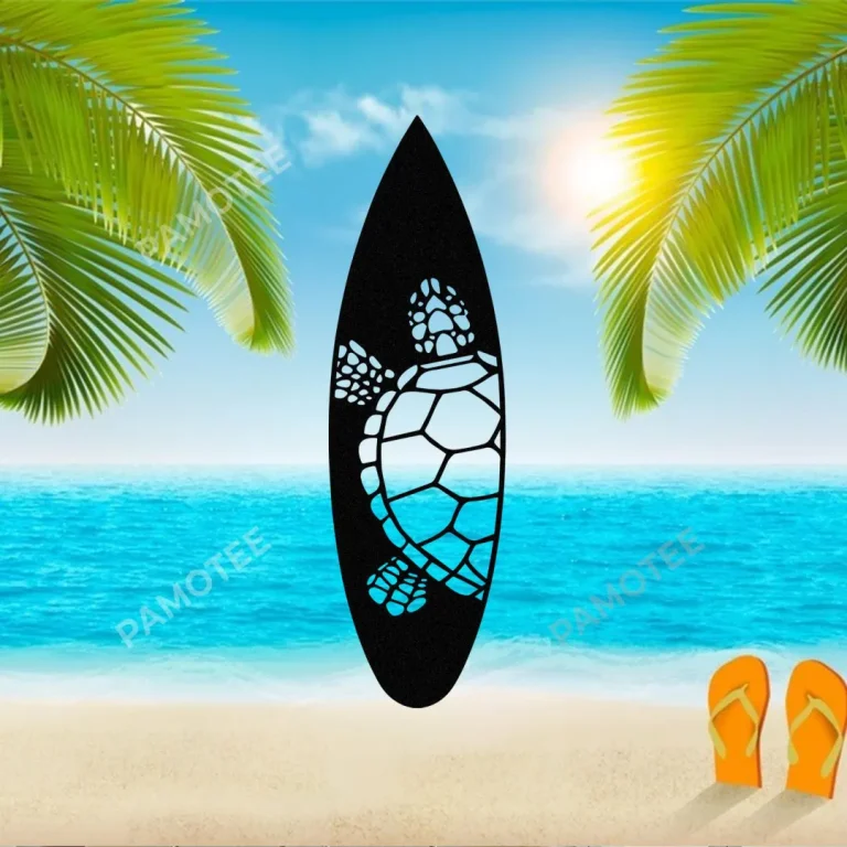 Surfing Board, Sea Turtle Metal Wall Art For Her