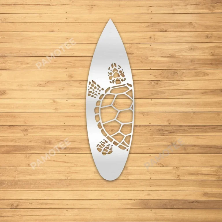 Surfing Board, Sea Turtle Metal Wall Art For Her