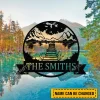 Personalized Mountain And Lake Metal Sign, Fishing Stainless Artwork
