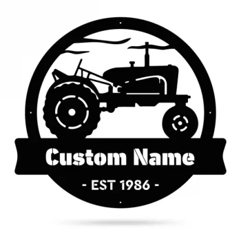 Vintage Tractor Monogram, Cut Metal Sign, Metal Wall Art, Metal House Sign
